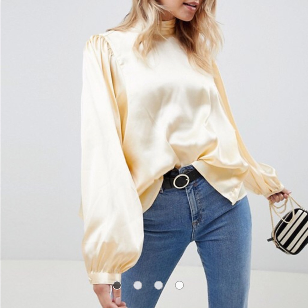 NWT ASOS Long Sleeve High Neck Satin Blouse